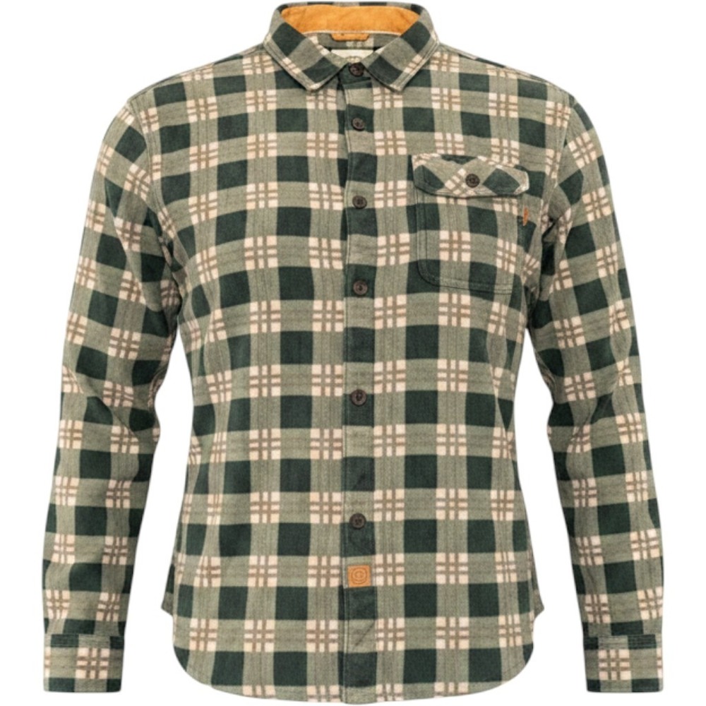 Dubinik Mens Green Plaid Flannel Fleece Button Down Shirt XL Long Sleeve